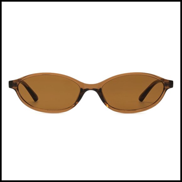 Retro Oval Cat Eye Sunglasses Y2K Thin Narrow 100% UV Protection Lightweight